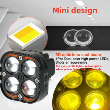 2X Super Bright Dual Color LED Motorcycle Headlights Spotlights Auxiliary 24V Driving Lamp for 4x4 Car Auto SUV ATV