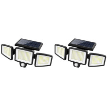 2X 210 LED Solar Security Lights with Remote 2500LM Motion Sensor Outdoor Flood Light for Outside Garden Yard