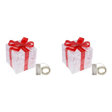 2X Christmas Glowing Gifts Box Decoration Ornament with Bow Lighting Box Outdoor Light Lighting Xmas 2024 C