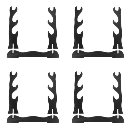 4X 3Tier Samurai Sword Katana Holder Stand Bracket Rack Display Zwart