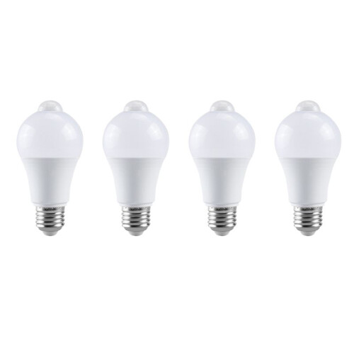 4X 85-265V E27 PIR Motion Sensor Lamp 12W Bulb with Motion Sensor Infrared Motion Detector Security Light Warm Light