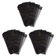 90Pcs Black Organza Wine Bottle Bags, Sheer Mesh Bottle Gift Pouches Wine Covers Dresses with Drawstring for Halloween
