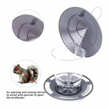 4X Wild Bird Feeder, Outside Squirrel Proof Bird Feeder, Hanging Wild Bird Feeder with Round Shaped Roof Grey