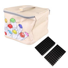 Leather Marker Case with Handle, 120Slot Large Capacity Pencil Holder for Home and Travel