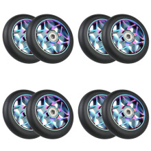 8 Stück Roller Zubehör 110Mm Roller Räder Bunte Pu Räder Dicke Stunt Auto Räder mit Lagern (Schwarz)