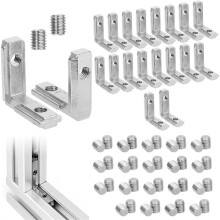 20pcs T-Nut Inner Angle, 2020 M5 Aluminium Profile Connector 6 T Slot 90 Inner Corner Connector with 40 Screws