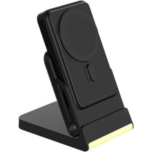 Folding 5-in-1 Wireless Charging Power Stand with Magnetic Charging, for 16 Pro and Watch Ultra 8 Black
