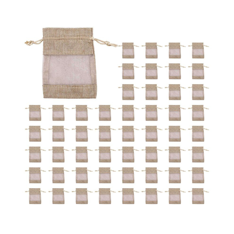 180Pcs Flax Organza Bags Burlap Drawstring Pouch Christmas Gifts Bag Wedding Party Bags 10X14cm Brecantia