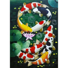 6X Kits de Ponto de Cruz Koi Pintura Diamante Arte 5D Completo Bordados para DecoraçãO de Casa