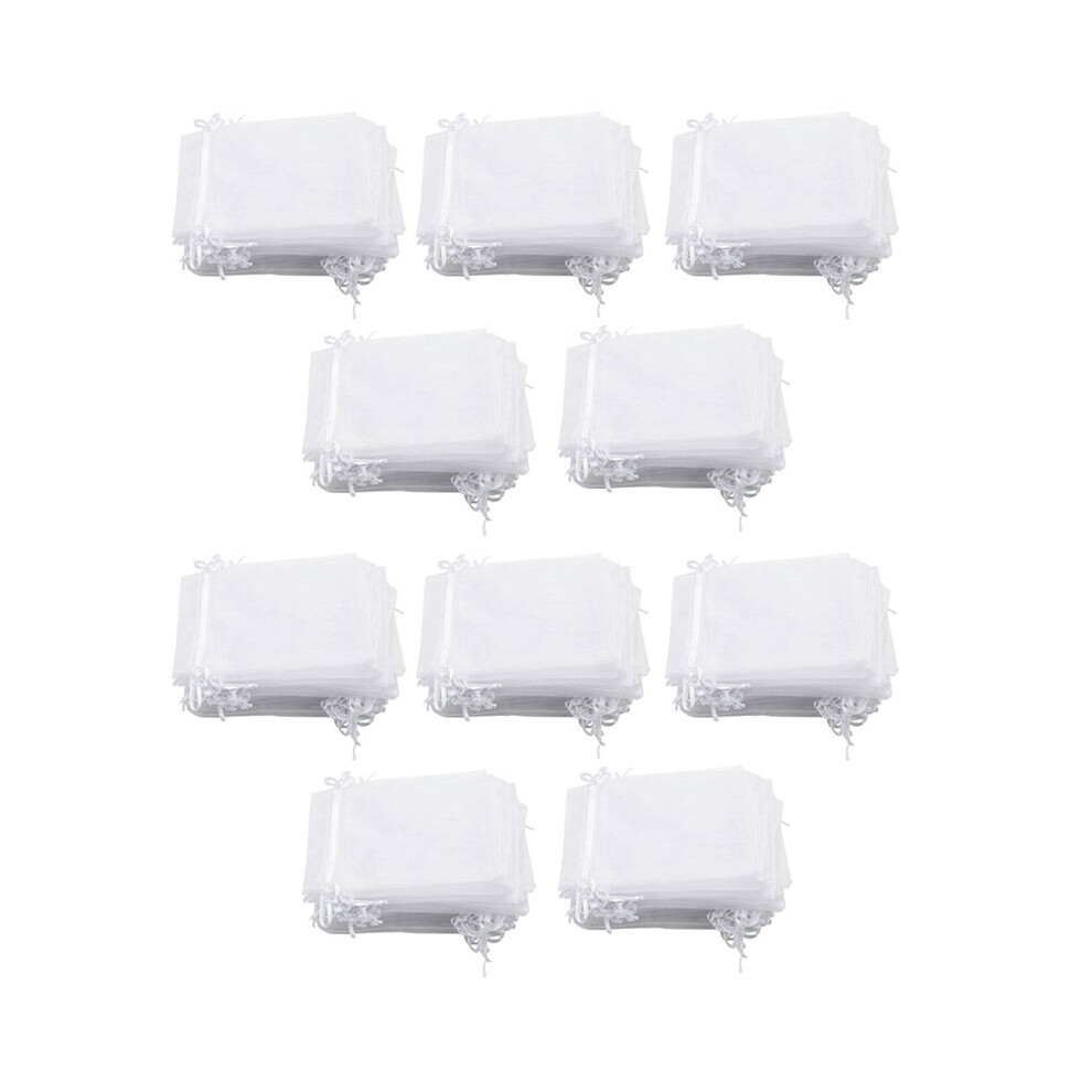 500 Pieces 4 By 6 Inch Organza Gift Bags Drawstring Jewelry Pouches Wedding Party Favor Bags (White) White Brecantia