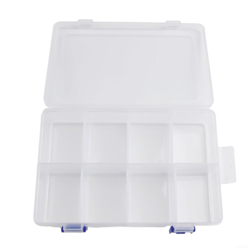 Plastic Storage Box with Adjustable Compartments Clear PP Organizer for Small Parts 8 Grids 2