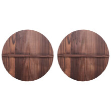 2X KüChe Multifunktionale HöLzerne Topfabdeckung Griff Pfannendeckel Umweltfreundliche Anti-VerbrüHungs-Holz-Backtopfdeckel Abdeckung 36cm