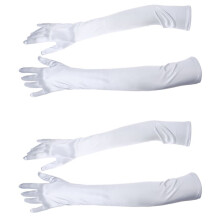 2X ein Paar Handschuhe Fuer Damen Cocktail Party Abendkleid Hochzeit Braut-Weiss