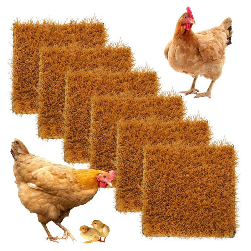 6Pcs Washable Chicken Nesting Pads,Chickens Nesting Pads Artificial Grass Rug Reusable Hens Nest Boxes Pad