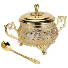 Barattolo per Spezie In Lega di Vetro per Utensili da Cucina, Ciotola per Caffè con Cucchiaio, Set per Sale e Pepe, Organizer per Spezie