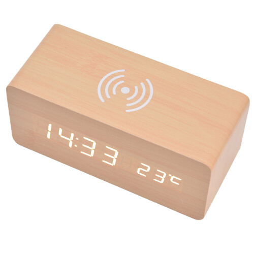 Wireless Charging Digital Clock with Automatic Temperature Detection White