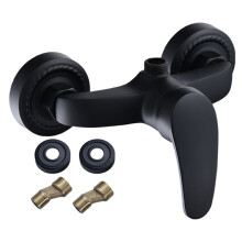 Simplicity Black Finish Brass Shower Faucet Mixer Valve Wall Mounted Triple Bathtub Faucet Hot and Cold Water Mixer Tap