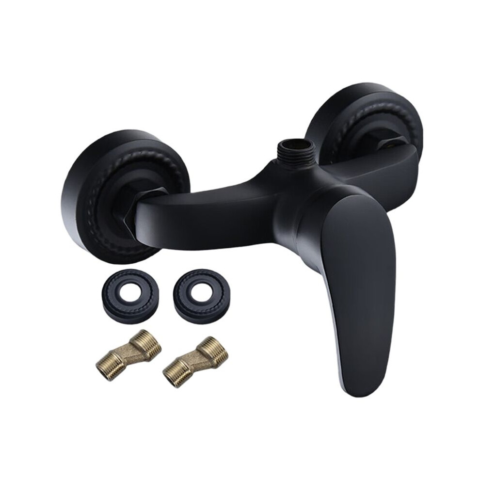 Simplicity Black Finish Brass Shower Faucet Mixer Valve Wall Mounted Triple Bathtub Faucet Hot And Cold Water Mixer Tap 6033158019451