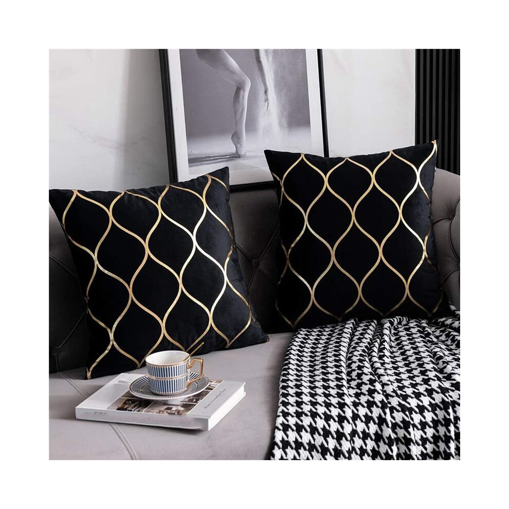 4Pack Velvet Throw Pillow Covers 18X18 Inches Pillow Geometric Cushion Covers For Couch Sofa Home Bedroom Decor Gold Brecantia