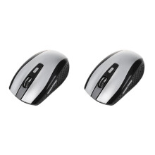 2X RéCepteur Usb 2.4G Souris Optique Sans Fil pour Ordinateur Portable , Argent
