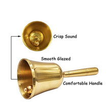 5X Super Laute Handbellglocke, Massives Messing Dinner Bell Service Bell Pet Training Bell Jingle Bell, Gold
