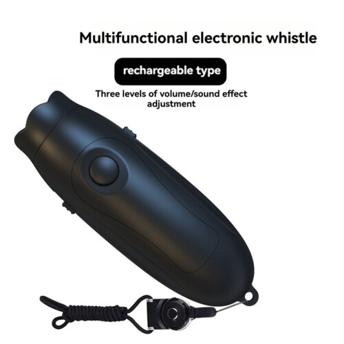 2X Sifflet Électronique Rechargeable par USB, 3 Tons, Volume Réglable, 3 Sons Différents, Noir. 2