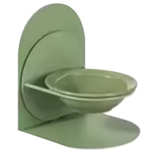 Detachable Pet Cat and Dog Bowl Protects Cervical Vertebrae Against Upset Height Adjustable Pet Ceramic Bowl Green Shallow