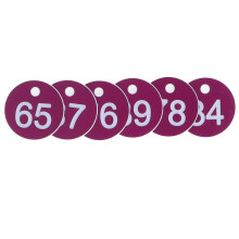 50 Stück nummerierte runde Etiketten für die Imkerei, ABS, 3,6 cm, Lila