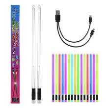 10x LED-Licht Emittierende Drumsticks, 15 Farbverlaufs-USB-Wiederaufladbare Elektronische Drumsticks mit Schalter für Bühnenauftritte