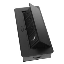 Pop Up Power Socket with 3 US Outlets and Dual USB Ports, Desktop Charging Station for Office Use