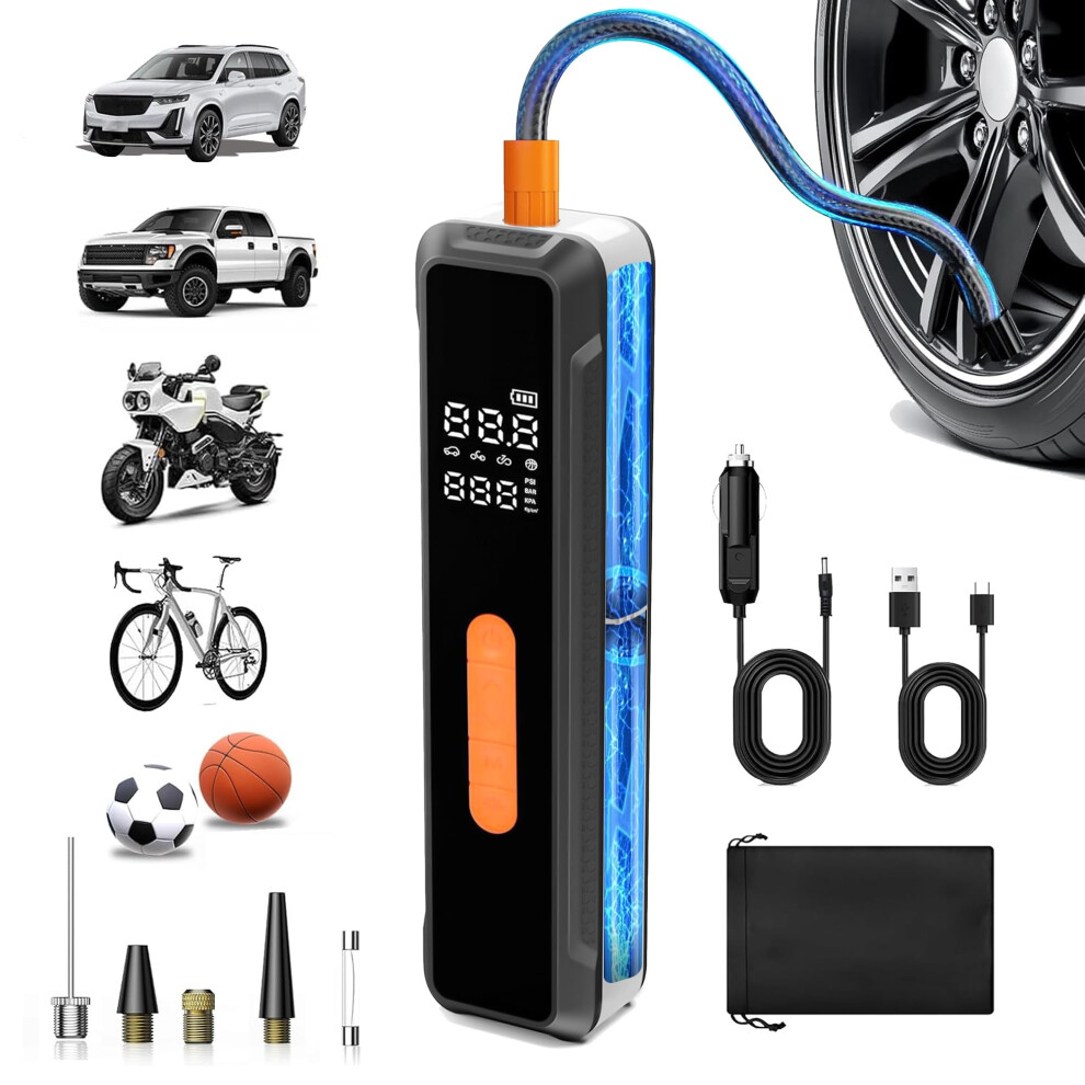 Portable Tire Inflator With Digital Gauge, 150 Psi Cordless Air Compressor For Car Bike Motorcycle 9092120672114