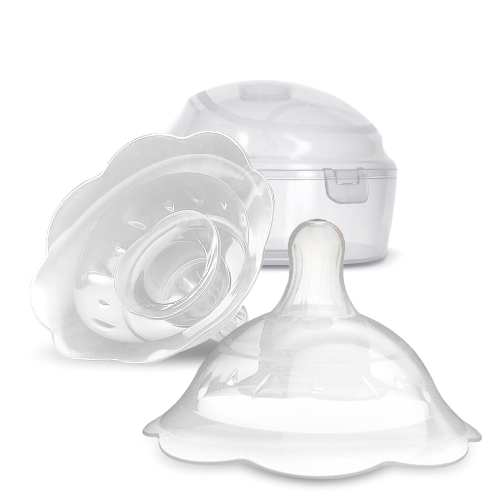 Nipple Shields For Breastfeeding Newborns 2 Pack – Soft Silicone Comfort, Protects Sore Nipples, White