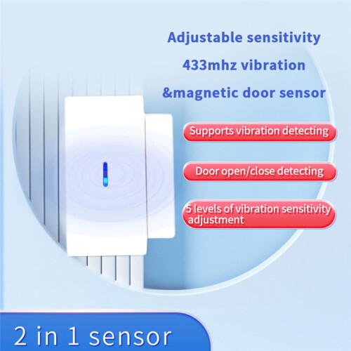 5-Level Sensitivity Adjustment Window Glass Break Vibration+Magnetic Door Sensor, Requires Alarm Host to Operate 2