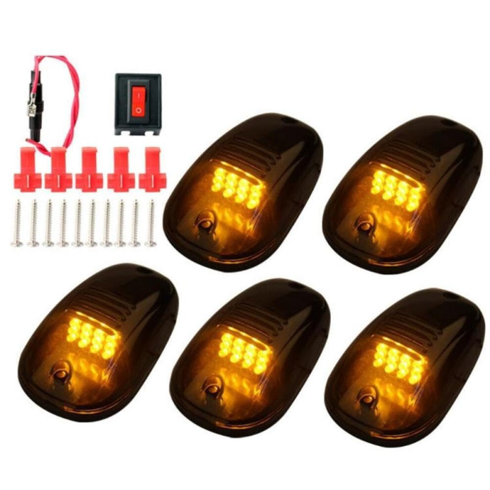 5Pcs 12V Cab Roof Marker Lights Set For Pickup Trucks Weather Resistant Easy Install Amber 9455672184458