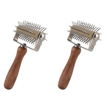2X Rueda de Acero Inoxidable Pizza Pan Aguja Punchers Roller Pie Pasteleria Masa Pitter Durable Manejar de Madera