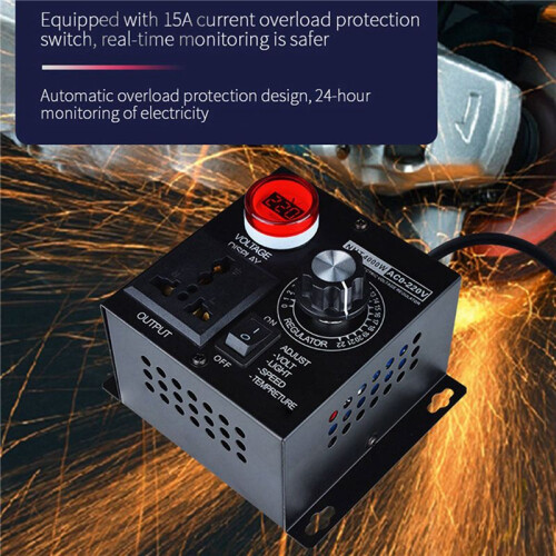 2X 4000W Voltage Regulator Portable Speed Adjustable Voltage Regulator Compact Variable Voltage Controller EU Plug 2
