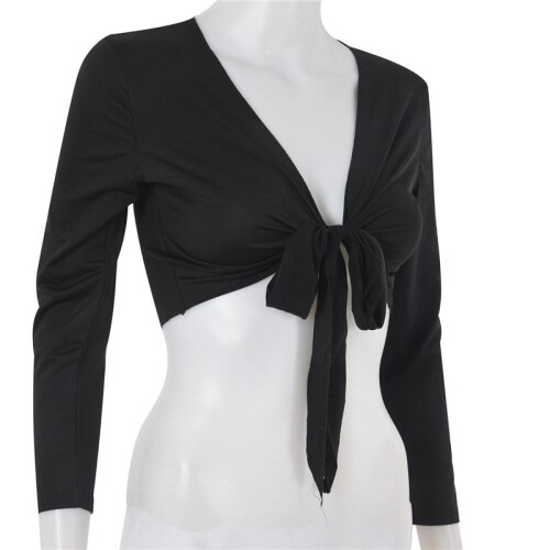 2X Damen Bauchtanz Langarm Umschlagtuch - Schwarz 2