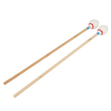 2 Stück Marimba-Yarnmallets 42cm Weicher Griff Weiß & Bambusköpfe