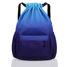 Gradient Blue Drawstring Backpack Gym Bag for Kids and Women Lightweight Foldable Sports Sack