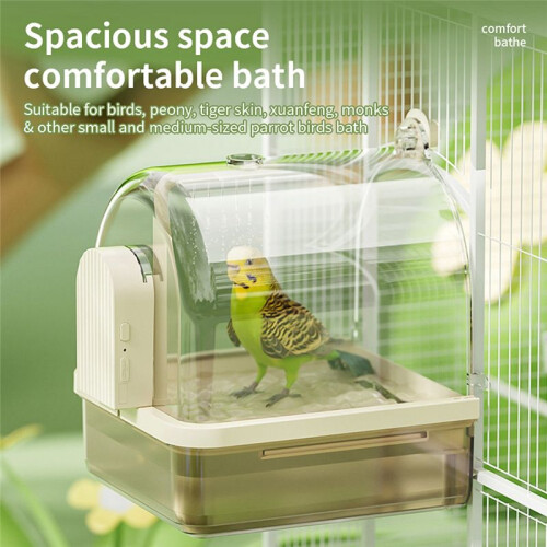 Clear Hanging Bird Bath,Automatic Water Circulation Bath Shower for Bird Clean Space Saving Design Bird Cage Accessory A 2