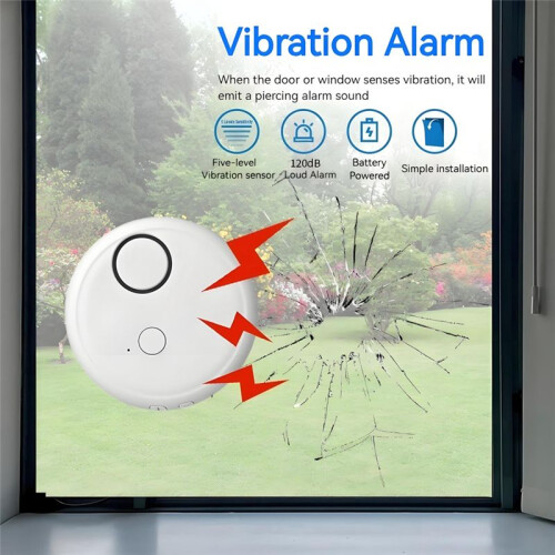 Door Window Vibration Sensor Alarm 130dB Adjustable Sensitivity Alarm Warehouse Security Sensor for Home Office 2 Pack 1