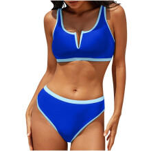 Women's High Waist Set, Two Piece Sport Swimsuits,-royal blue L