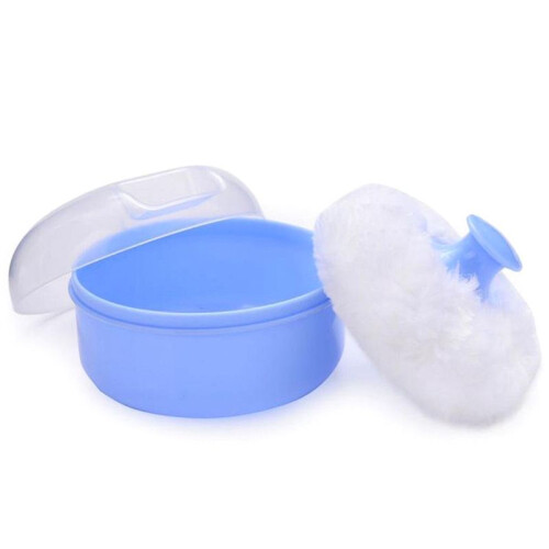 2X Baby Soft Face Body Cosmetic Powder Puff Sponge Box Case Container () 1