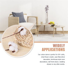 100Pcs Cotton Stems,Fake Cotton Flowers, Artificial Cotton Floral Stems Faux Farmhouse Decorations for Vase Home Decor