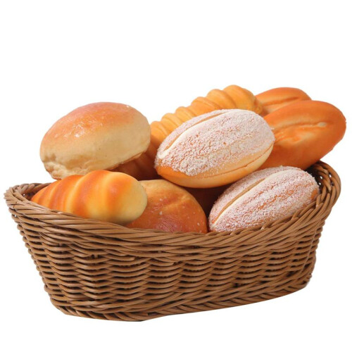 4X Cesta de Vime Tecida Oval Cesta de Servir, Cesta de Armazenamento de 11 Polegadas para Alimentos Frutas CosméTicos Armazenamento Tampo de Mesa e 2