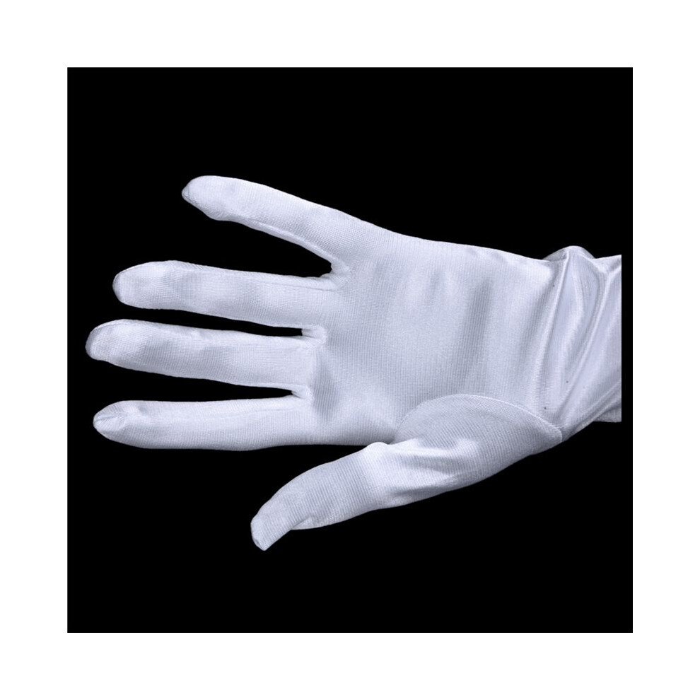 2 Pcs 21 Inch Women Arm Long Satin Elbow Gloves For Evening Wedding Fancy Dress Costume - White 6031353616178