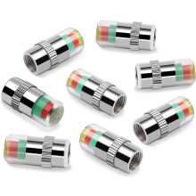 8Pcs 35 PSI Tire Pressure Indicator Valve Stem Caps, Silver, 3Color Visual Gauge for Cars