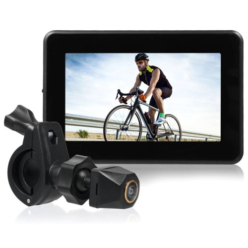 Handlebar Bike Mirror, 1080P Bicycle Rear View Camera with 4.3" Screen Night Vision Function, 110 Wide Angle View