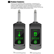 2.4G Wireless Microphone Transmitter Receiver System for Dynamic Microphone Guitar Audio Mixer PA System Audio Pickup A