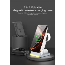Folding 5-in-1 Wireless Charging Power Stand with Magnetic Charging, for  16 Pro and  Watch Ultra 8 Black